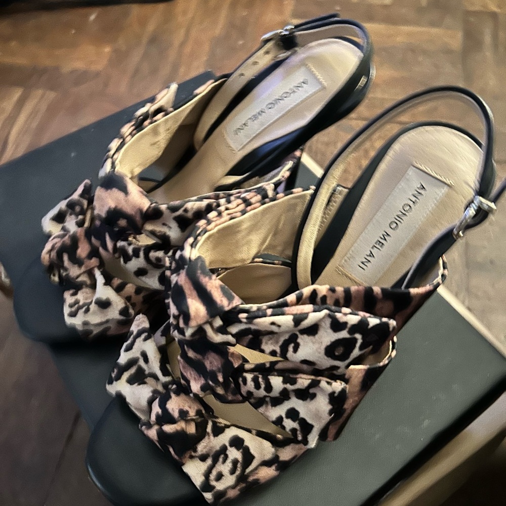 Antonio Melani Brown and Black Heels with Sophisticated Design